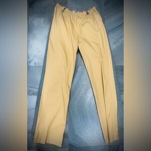 Women’s Two Tone Tan Khaki Front Denim Back Pull On Pants. NWOT Sz M